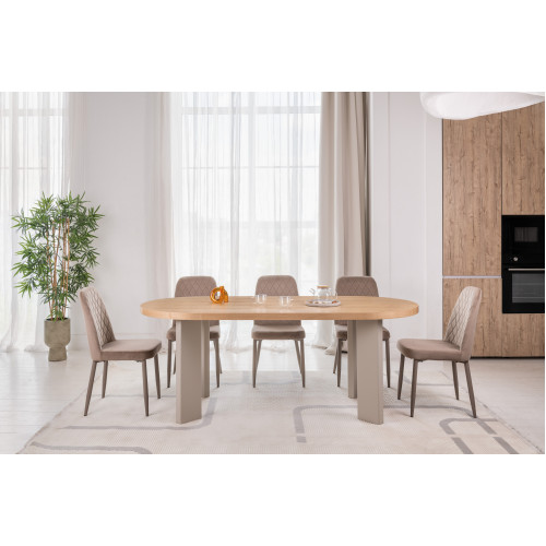 Стол обеденный Vetro Никколо TM-236 шпонированный МДФ Ясень/Теплый песок (VTR-1292)