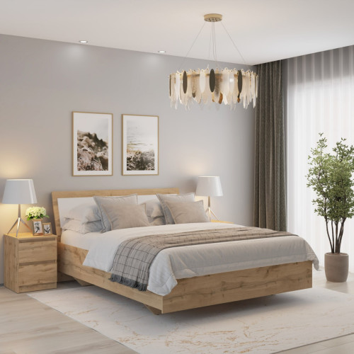 Кровать двуспальная MebelStar Бьянка 160x200 см Дуб тахо/Аляска белый (MBS-1031)