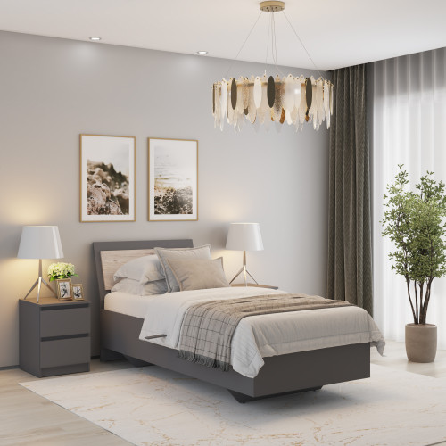 Кровать односпальная MebelStar Бьянка Ламели 90x200 см Антрацит/Аляска серый (MBS-1430)