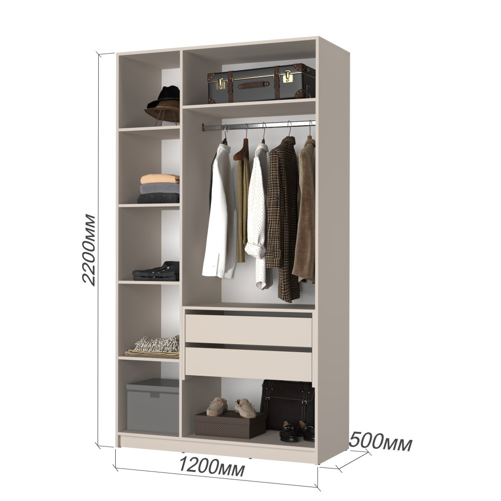 Шкаф 3-дверный с антресолью MebelStar Оскар Gloss BL-B, блок ящиков 120x52x260 см Антрацит/Антрацит (MBS-5439)