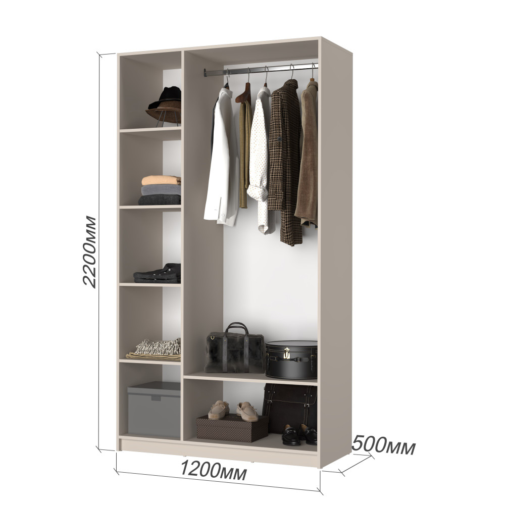 Шкаф 3-дверный MebelStar Оскар ДСП BL-B, стандарт 120x52x220 см Аляска серый (MBS-4529)