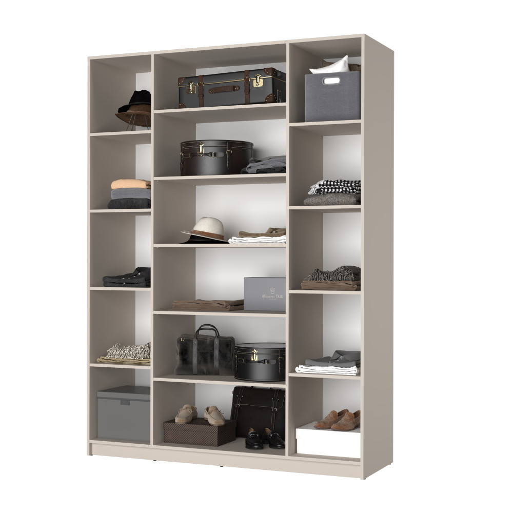 Шкаф 4-дверный MebelStar Оскар Gloss BL-B, 4 дополнительных полки 160x52x220 см Дуб сонома/Белый (MBS-5303)