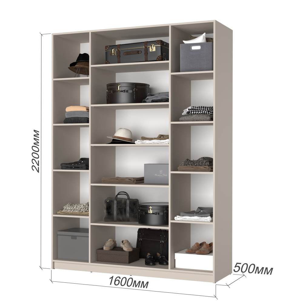 Шкаф 4-дверный MebelStar Оскар Gloss BL-B, 4 дополнительных полки 160x52x220 см Дуб сонома/Белый (MBS-5303)