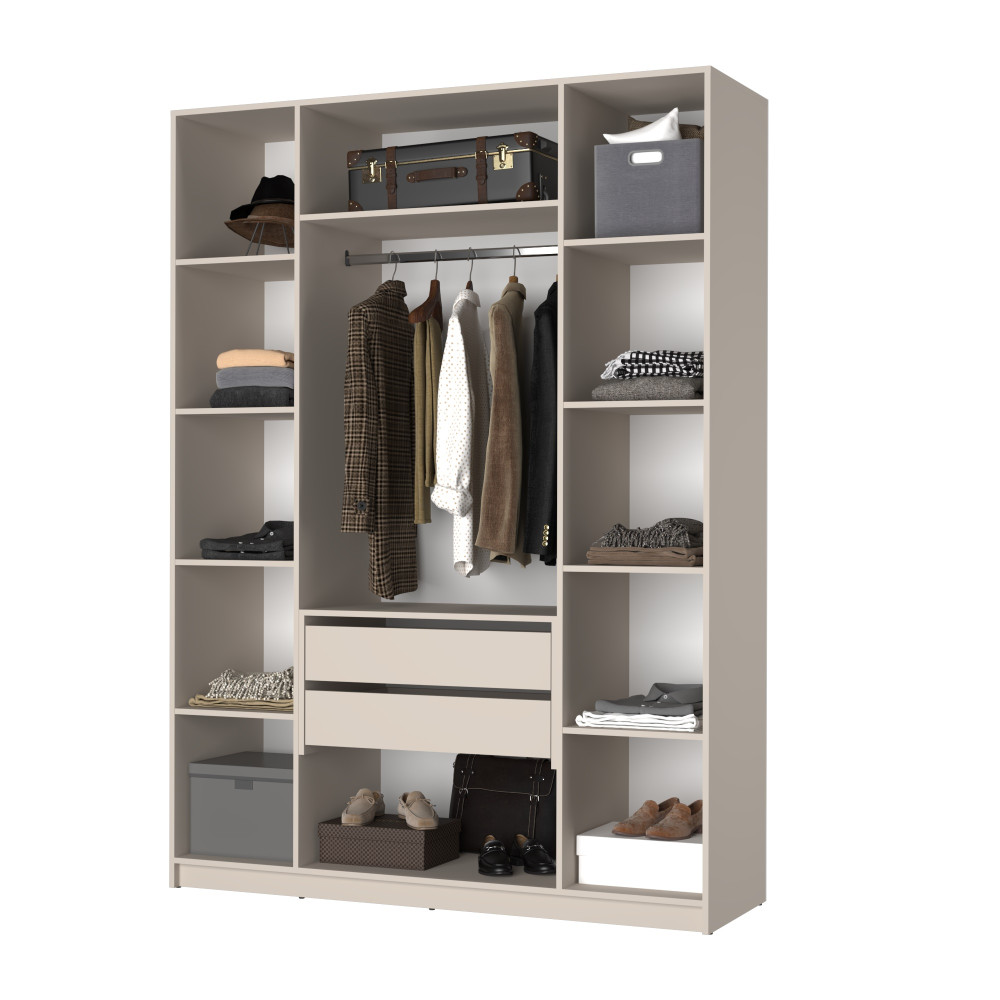 Шкаф 4-дверный MebelStar Оскар ДСП BL-B, блок ящиков 160x52x220 см Аляска серый (MBS-4679)