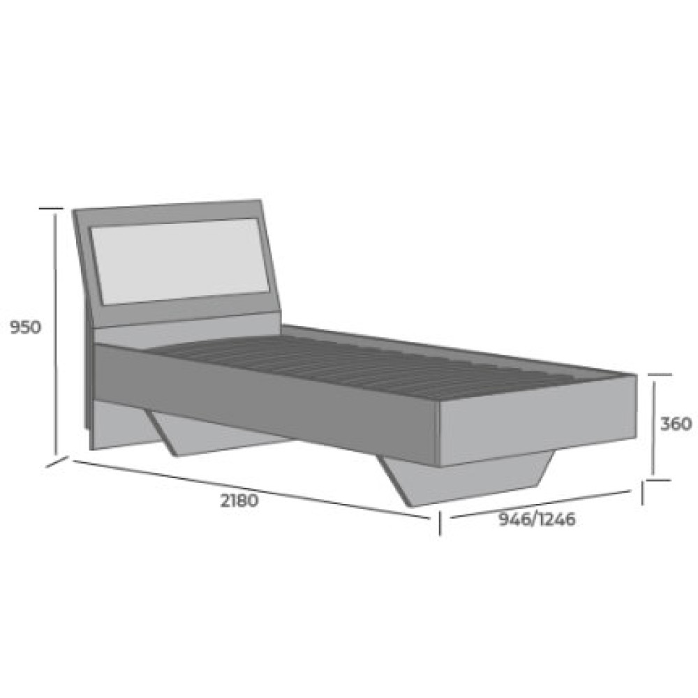 Кровать односпальная MebelStar Бьянка Ламели 90x200 см Антрацит/Аляска серый (MBS-1430)