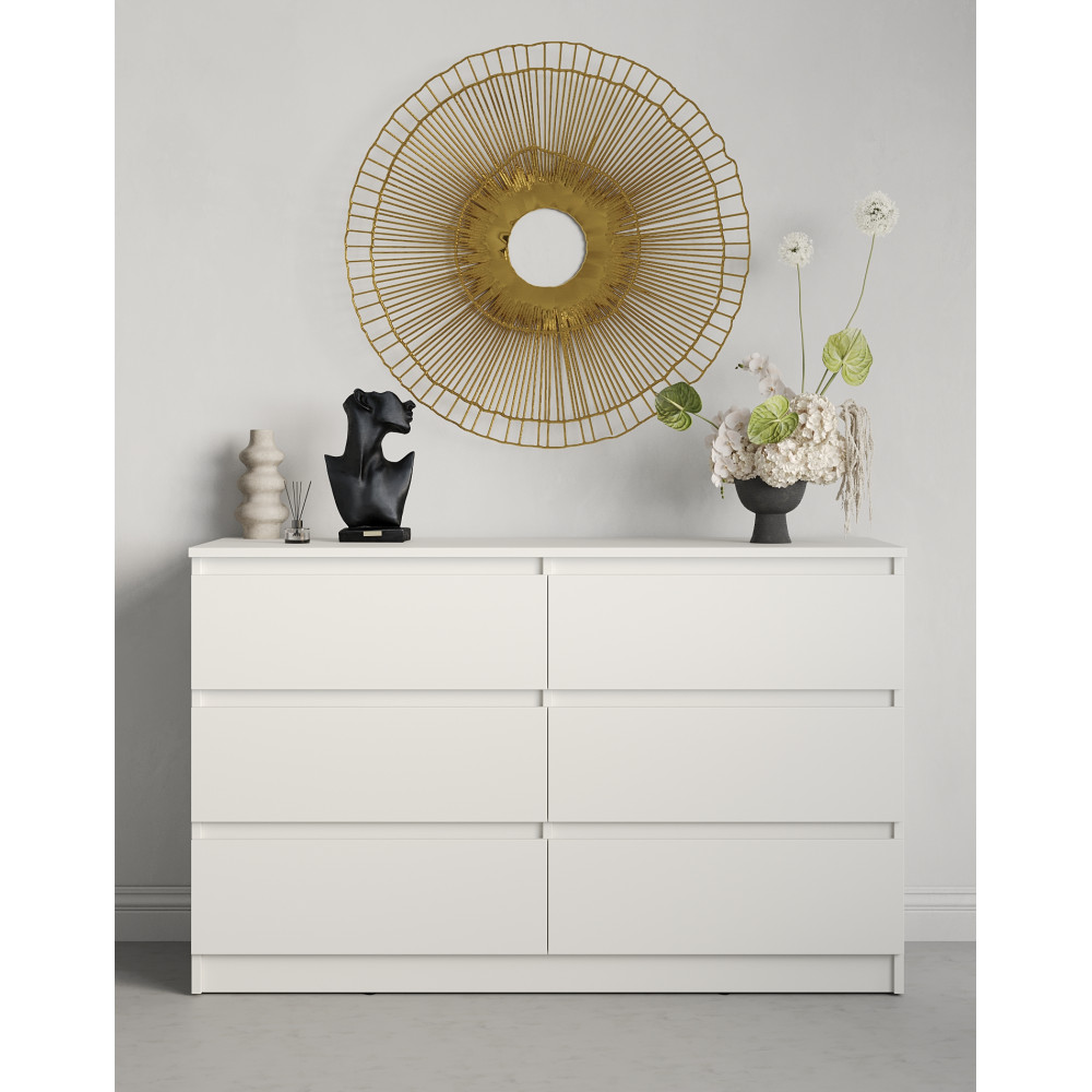 Комод для речей MebelStar Нео 6Ш 120x43x75,5 см Аляска білий (MBS-1081)