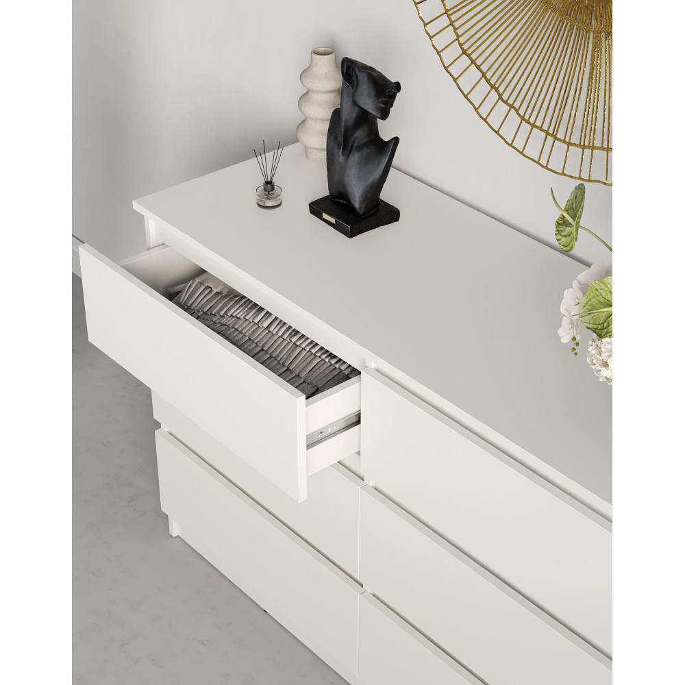 Комод для речей MebelStar Нео 6Ш 120x43x75,5 см Аляска білий (MBS-1081)