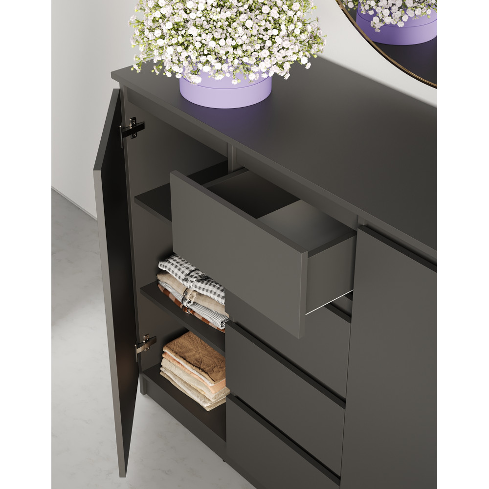 Комод в спальню MebelStar Нео 2Д4Ш 120x43x98 см Антрацит (MBS-1061)