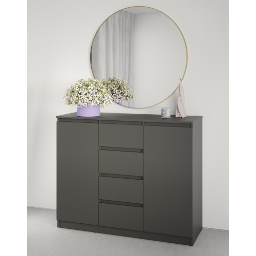 Комод в спальню MebelStar Нео 2Д4Ш 120x43x98 см Антрацит (MBS-1061)