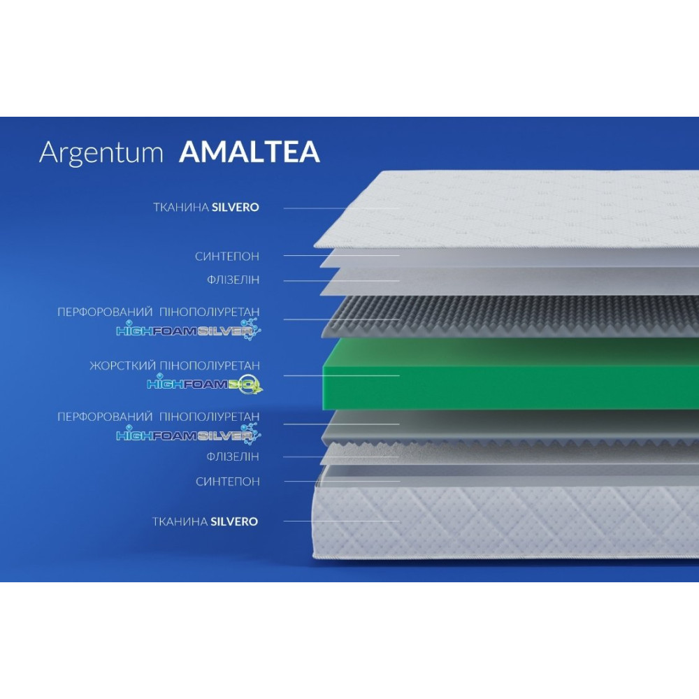 Матрас беспружинный Highfoam Noble Argentum Amaltea 120x200 см (HFM-1058)