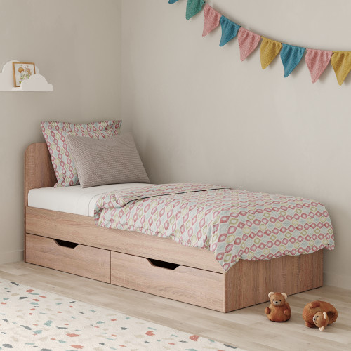 MebelStar Bed Single bed Lilu with drawers 90x200 cm Sonoma oak (MBS-1351)