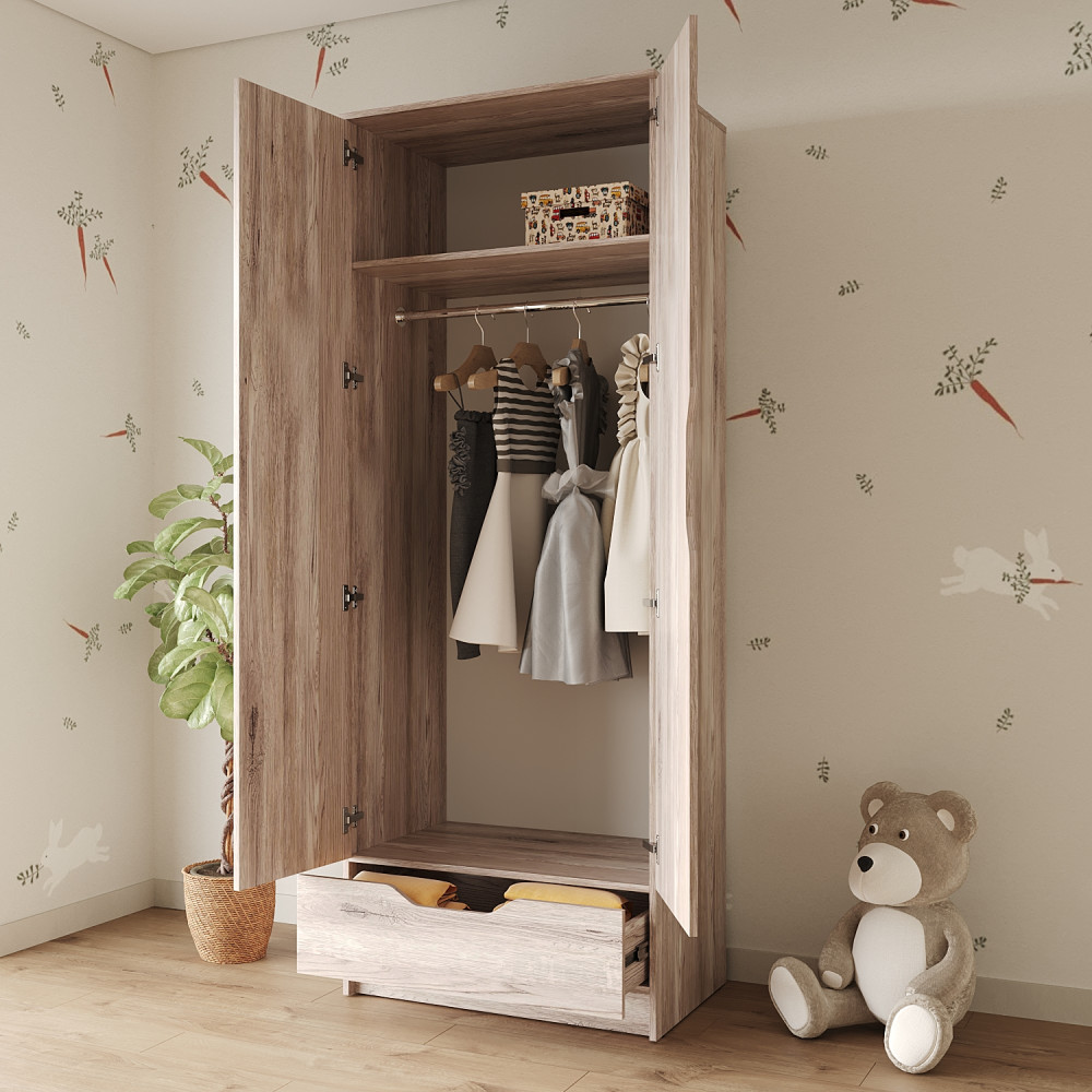 Шкаф распашной MebelStar 2Д1Ш Лилу 80x50x210 см Аляска серый (MBS-1401)