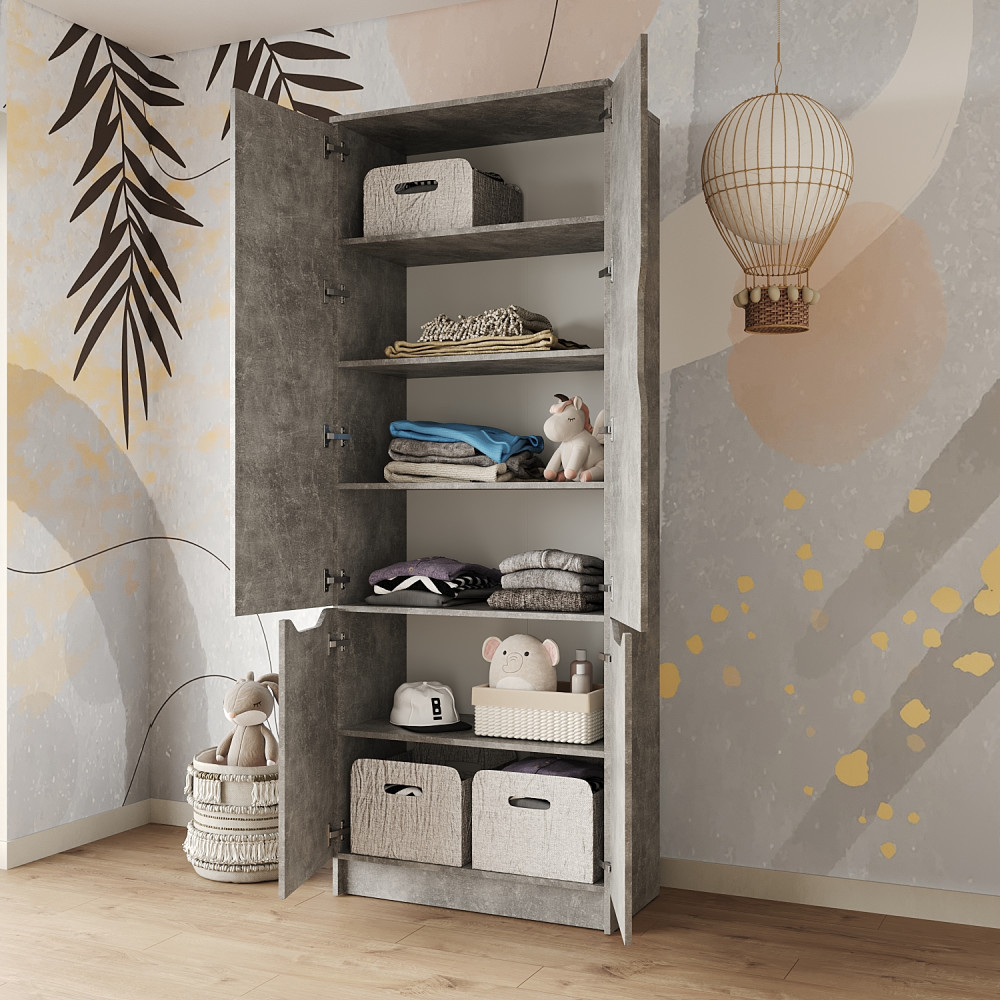 Шкаф распашной MebelStar 4Д Лилу 80x40x210 см Бетон (MBS-1411)