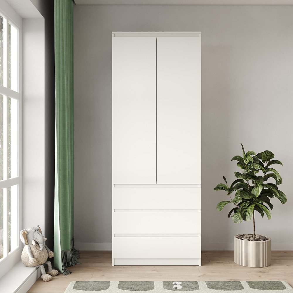 Шкаф распашной с ящиками MebelStar Нео 2Д3Ш 80x50x210 см Аляска белый (MBS-1111)