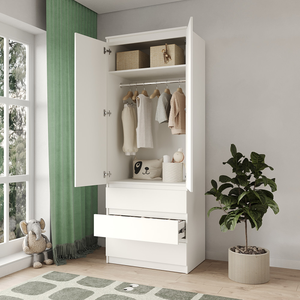 Шкаф распашной с ящиками MebelStar Нео 2Д3Ш 80x50x210 см Аляска белый (MBS-1111)