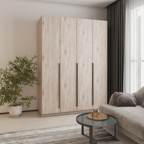 Шкаф 4-дверный MebelStar Оскар ДСП BL-B, стандарт 160x52x220 см Аляска серый (MBS-4649)