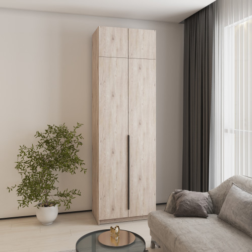 Шкаф 2-дверный с антресолью MebelStar Оскар ДСП BL-B, стандарт 80x52x260 см Аляска серый (MBS-4769)