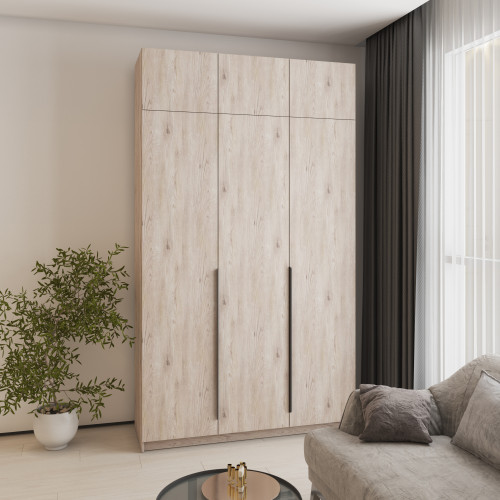 Шкаф 3-дверный с антресолью MebelStar Оскар ДСП BL-B, стандарт 150x52x260 см Аляска серый (MBS-4929)