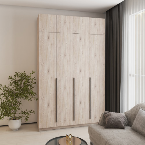 Шкаф 4-дверный с антресолью MebelStar Оскар ДСП BL-B, стандарт 160x52x260 см Аляска серый (MBS-4989)