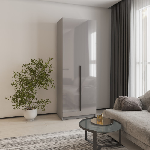 Шкаф 2-дверный MebelStar Оскар Gloss BL-B, стандарт 80x52x220 см Серая мышка/Серый (MBS-5113)