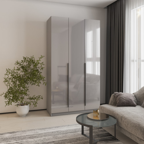 Шкаф 3-дверный MebelStar Оскар Gloss BL-B, стандарт 120x52x220 см Серая мышка/Серый (MBS-5183)