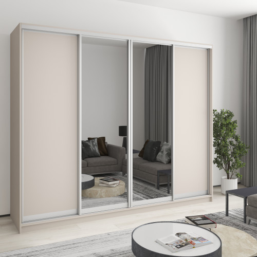 Шкаф-купе четырехдверный MebelStar Комбо AL 2ДСП/2 Зеркала 250x60x210 см Кашемир (MBS-12494)