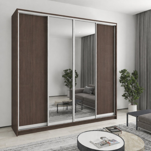 Шкаф-купе четырехдверный MebelStar Комбо AL 2ДСП/2 Зеркала 270x45x240 см Дуб ристрето (MBS-13364)