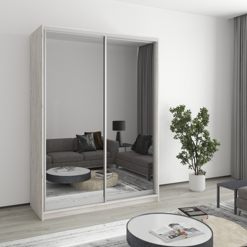 Шкаф-купе двухдверный MebelStar Комбо AL 2 Зеркала 150x45x210 см Аляска серый (MBS-2790)