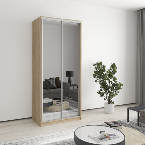 Шкаф-купе двухдверный MebelStar Уни AL 2 Зеркала 90x45x210 см Дуб сонома (MBS-2650)