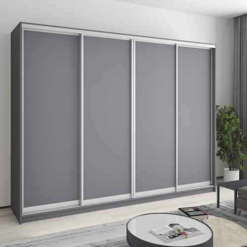 MebelStar Four-door wardrobe Standard AL 4DSP Anthracite, 270x60x210 cm (MBS-12184)