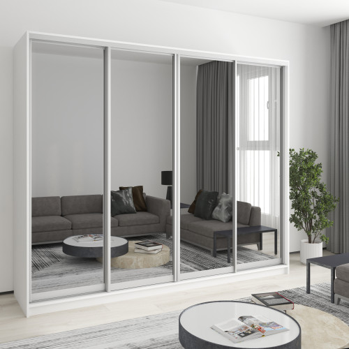 MebelStar Four-door wardrobe Combo AL 4 Mirrors Alaska white, 250x45x210 cm (MBS-12554)