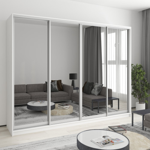 MebelStar Four-door wardrobe Standard AL 4 Mirrors Alaska white, 270x60x210 cm (MBS-12344)