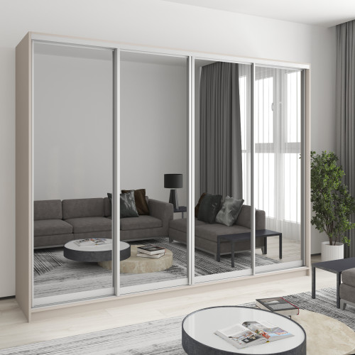 Шкаф-купе четырехдверный MebelStar Комбо AL 4 Зеркала 270x45x210 см Кашемир (MBS-12564)
