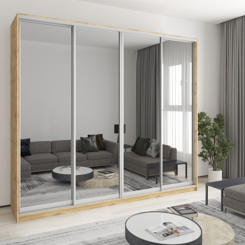 Шкаф-купе четырехдверный MebelStar Комбо AL 4 Зеркала 270x60x240 см Дуб тахо (MBS-13464)
