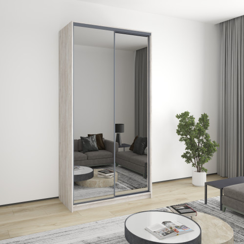 Шкаф-купе двухдверный MebelStar Бавария 2 Зеркала 120x60x240 см Аляска серый (MBS-4401)