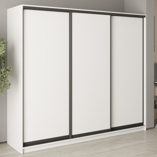 MebelStar Three-door wardrobe Uni BG 3DSP Alaska white, 240x45x210 cm (MBS-7896)