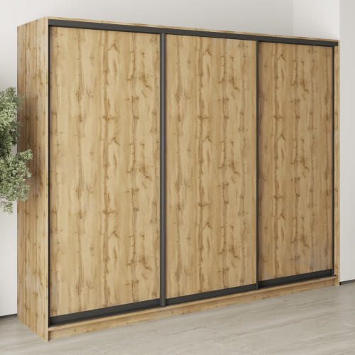 MebelStar Three-door wardrobe Uni BG 3DSP Tahoe oak, 260x60x210 cm (MBS-7966)