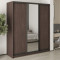 MebelStar Three-door wardrobe Uni BG 2DSP/Mirror Ristreto oak, 180x45x210 cm (MBS-8136)
