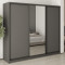 MebelStar Three-door wardrobe Uni BG 2DSP/Mirror Anthracite, 240x45x210 cm (MBS-7976)