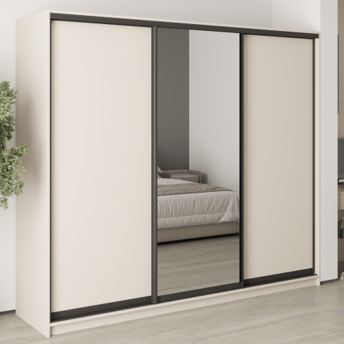MebelStar Three-door wardrobe Combo BG 2DSP/Mirror Cashmere, 240x45x210 cm (MBS-9114)