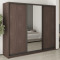 MebelStar Three-door wardrobe Uni BG 2DSP/Mirror Ristreto oak, 240x45x210 cm (MBS-8016)