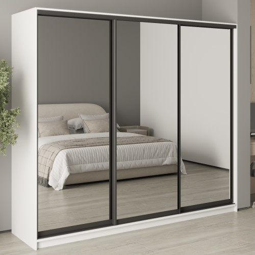 MebelStar Three-door wardrobe Combo BG 3 Mirrors Alaska white, 240x45x210 cm (MBS-9234)