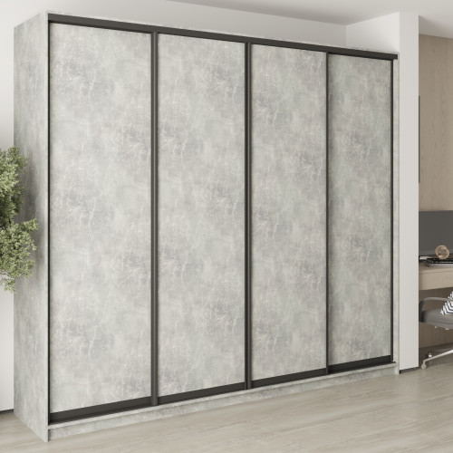 MebelStar Four-door wardrobe Standard BG 4DSP Concrete, 270x60x240 cm (MBS-12624)