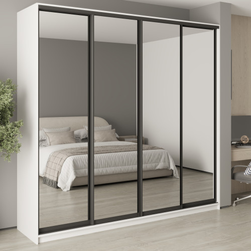 MebelStar Four-door wardrobe Standard BG 4 Mirrors Alaska white, 250x60x240 cm (MBS-12774)