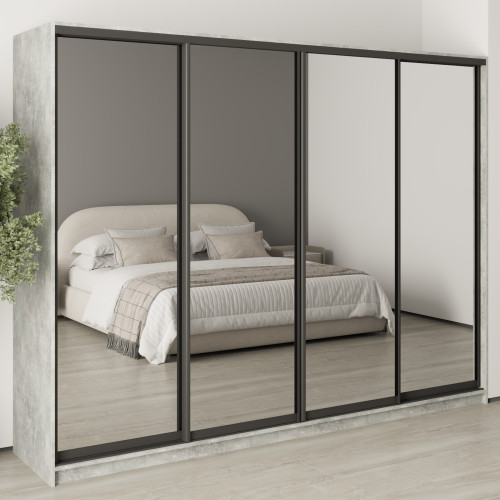MebelStar Four-door wardrobe Standard BG 4 Mirrors Concrete, 270x60x210 cm (MBS-11904)