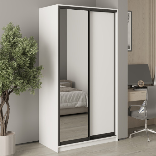 MebelStar Two-door wardrobe Standard BG DSP/Mirror Alaska white, 110x60x210 cm (MBS-11084)