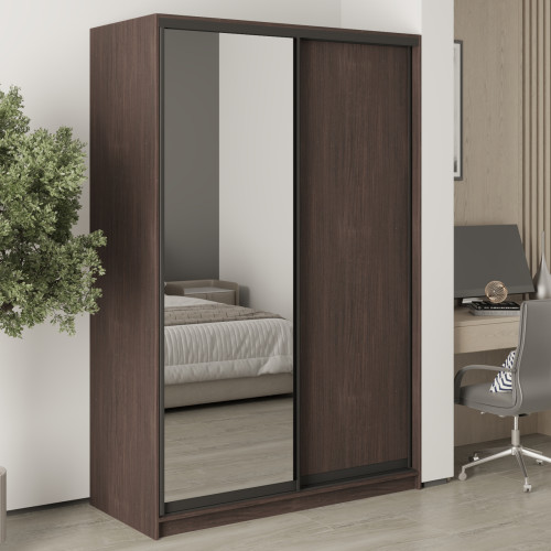 Шкаф-купе двухдверный MebelStar Стандарт BG ДСП/Зеркало 140x45x210 см Дуб ристрето (MBS-11024)