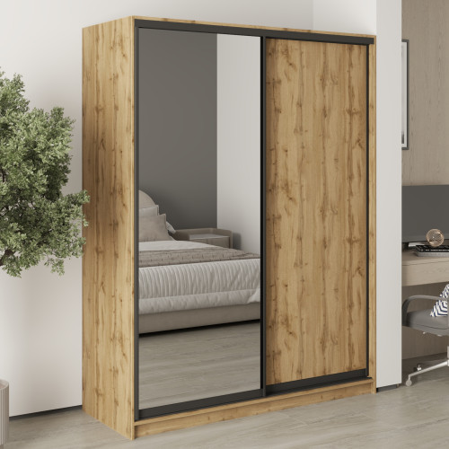 MebelStar Two-door wardrobe Standard BG DSP/Mirror Tahoe Oak, 160x60x210 cm (MBS-11134)