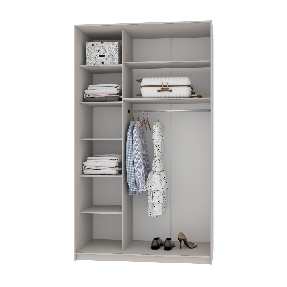 MebelStar Two-door wardrobe Standard BG DSP/Mirror Concrete, 140x60x240 cm (MBS-10214)