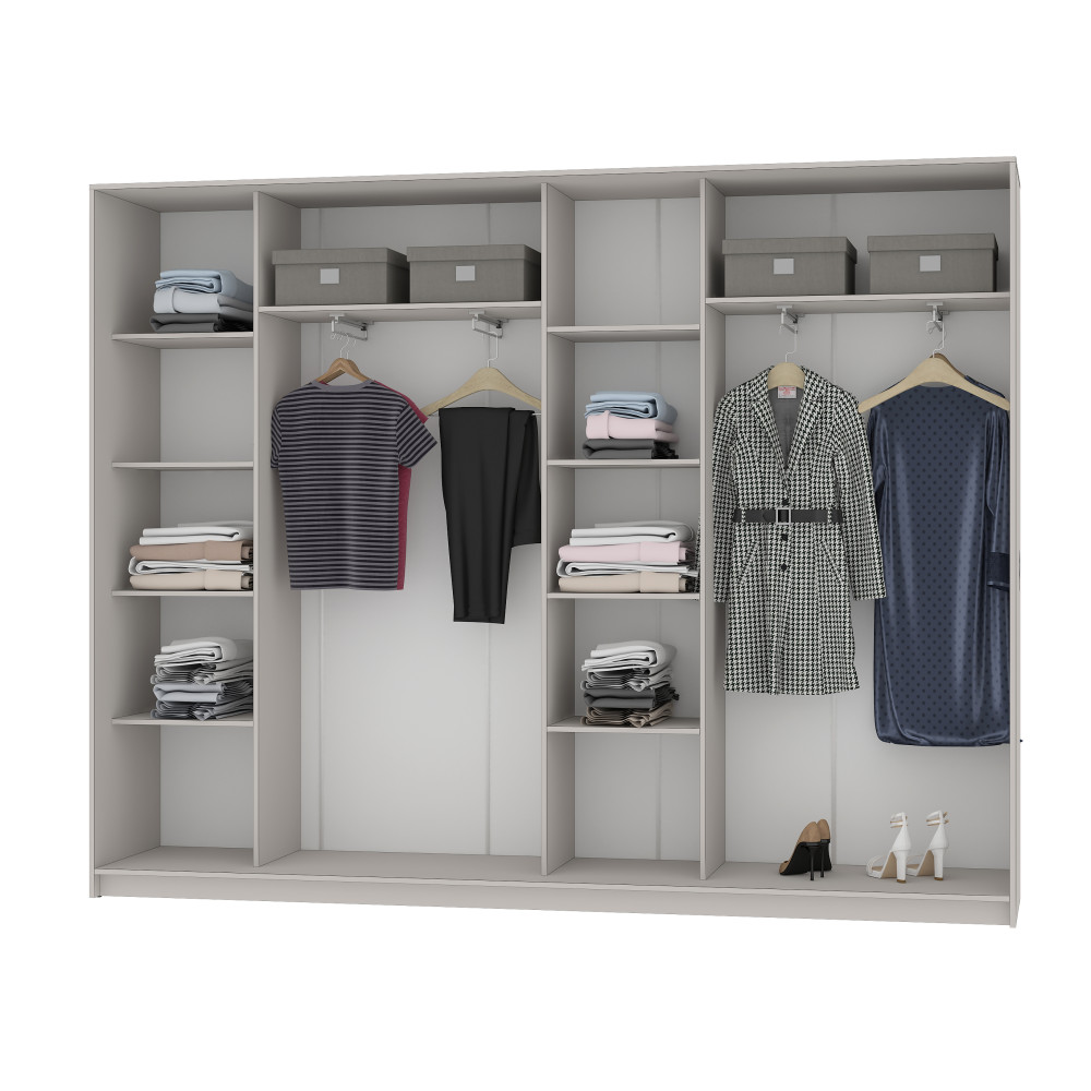 MebelStar Four-door wardrobe Standard BG 4DSP Alaska white, 270x45x210 cm (MBS-11764)
